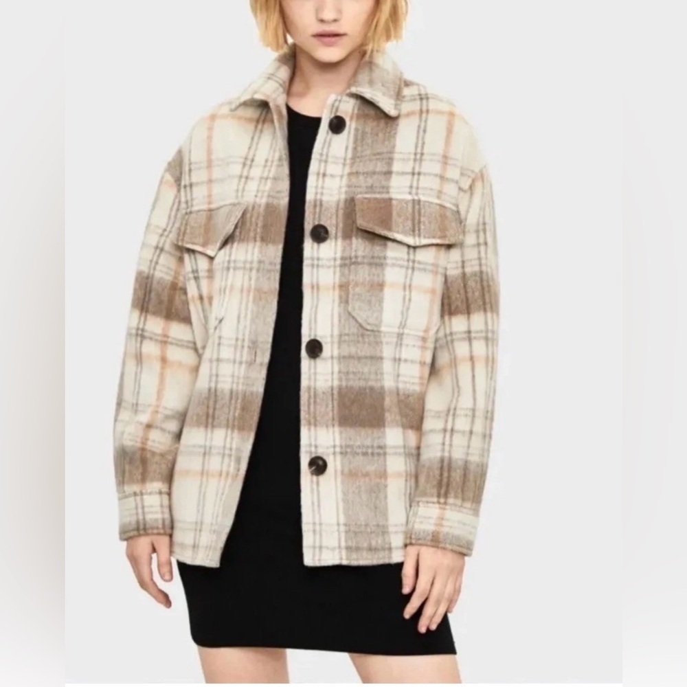 Bershka Plaid Women's oversized Jacket in Cream and green